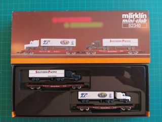 Marklin Z Scale 82340: US Southern Pacific Flatcars with Trucks & Trailers 3