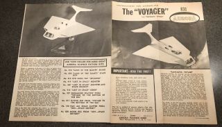 1969 Aurora Fantastic Voyage Voyager Model Kit 148 Instruction Sheet