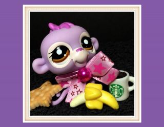 Authentic Littlest Pet Shop Lps 2445 Baby Purple Monkey Chimp Starbucks