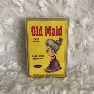 Vintage 1960s Whitman Old Maid Card Game Complete Full Case Instructions 4492