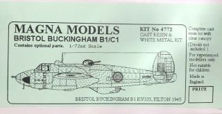 Magna Models 1/72 Scale Bristol Buckingham Resin Model Airplane Kit