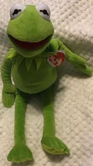 Ty Kermit The Frog 16 " Plush Stuffed Animal Frog The Muppets Disney Beanie