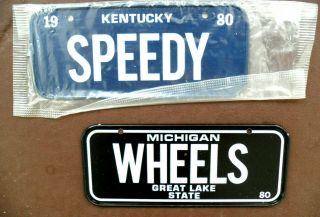 1980 Kentucky/michigan Post Honeycomb Cereal Mini Bicycle License Plate X2