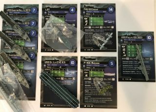 Axis And Allies War At Sea - Us Carrier,  Aircraft And Support Ship Cards Incl