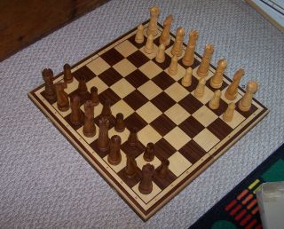 Large Wood Folding Chess Set 23 1/2 Inch Square Board 6 Inch High Kings
