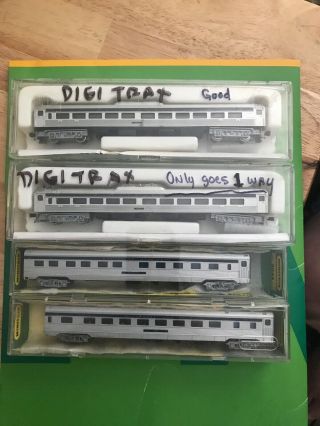 2 Con - Cor N Scale Train Engines Plus 2 Matching Passenger Cars