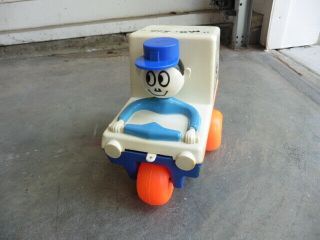 1960s Kusan US Mail Mr Zip Character Trike Truck Pull Toy w Moving Head As Found 2