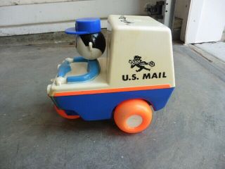 1960s Kusan US Mail Mr Zip Character Trike Truck Pull Toy w Moving Head As Found 3