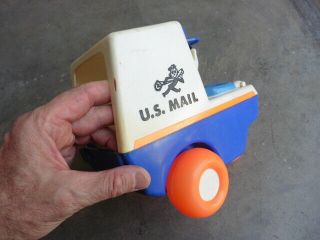 1960s Kusan US Mail Mr Zip Character Trike Truck Pull Toy w Moving Head As Found 7