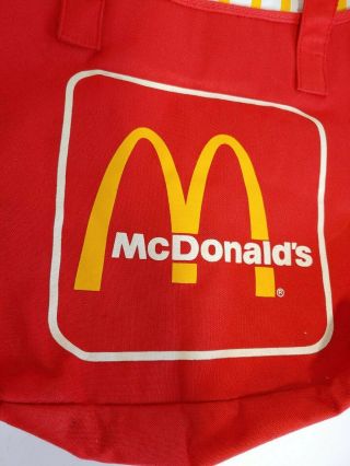 Vtg McDonald ' s French Fry Red Canvas Vinyl Lined Tote Bag Retro 1980 ' s Club II 2