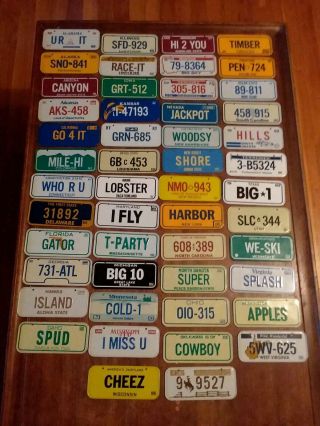 1982 Post Cereal Miniature / Bicycle License Plate Set - 50 States Nos
