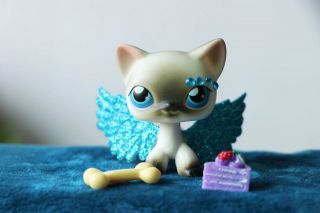 Littlest Pet Shop Lps Siamese Short Hair Cat 5 With Accessories Custom Wings