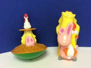 Vtg Cartoon Network Cow And Chicken 1999 Taco Bell Toy 3 " Set Of 2