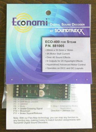 Soundtraxx Econami 4 Amp Sound Decoder For Steam,  Never Opened
