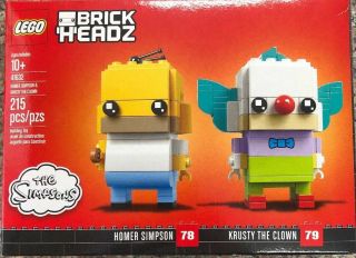 Lego Brick Headz 41632 The Simpsons - Homer Simpson 78 & Krusty The Clown 79 Nib