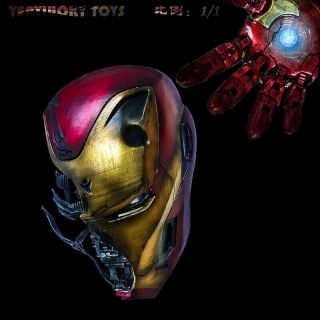 Verylucky Toys 1/1 Vl1902 Avengers Endgame Iron Man Mk50 War Damage Helmet Light