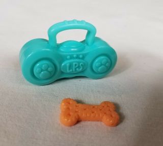 Littlest Pet Shop Turquoise Radio Boombox Accessory and orange bone 2
