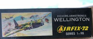 Rare Vintage AIRFIX - 72 WELLINGTON B - III VICKERS - ARMSTRONGS WWll Aircraft 1 - 98 2