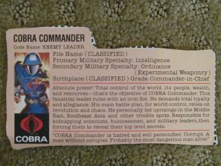 Vintage 1982 Cobra Commander Rough Back Gi Joe File Card - Arah - Mickey Mouse