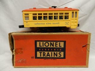 Postwar Lionel No.  60 Lionelville Rapid Transit Trolley In Ob,  C - 7 Ex,  Runs Fine