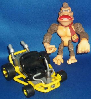 1999 Toy Biz Mario Kart 64 Game Stars Donkey Kong Loose Figure With Kart