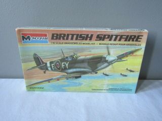 1985 Monogram British Spitfire Airplane 1/48 Scale Plastic Model Kit