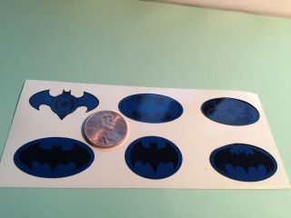 Die Cut,  Custom Batman Decals For 12 Inch Figures.  1/6 Scale Set Of 6,  Blue