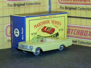 Matchbox Lesney Pontiac Convertible 39 B3 Spw Yellow Red Sc3 Ex/nm Crafted Box