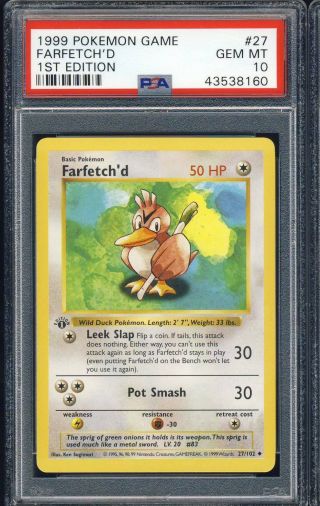 1999 Pokemon Game 1st Edition 27 Farfetch 