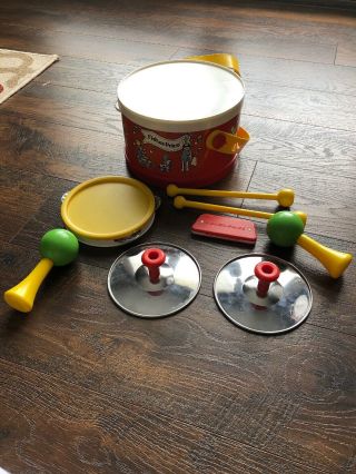 Vintage 1979 Fisher - Price 921 Children’s Marching Band Drum Set,  Complete