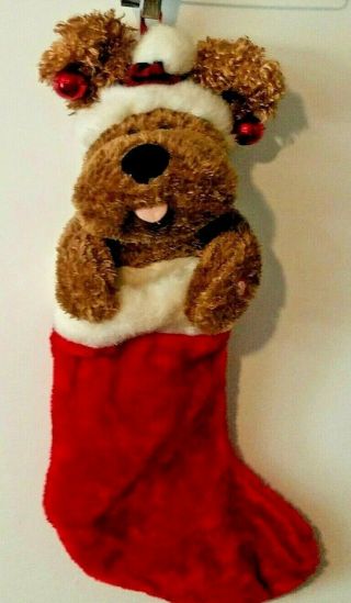 Dan Dee Animated Dog Christmas Stocking Music Sings 4 Songs Bells Ears Move