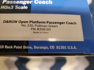 HOn3 Blackstone D&RGW Open Platform Passenger Coach 320 6