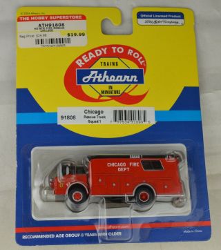 Athearn Ho Scale 91808 " Chicago Fd " Ford Rescue Truck Squad 1 In Blister