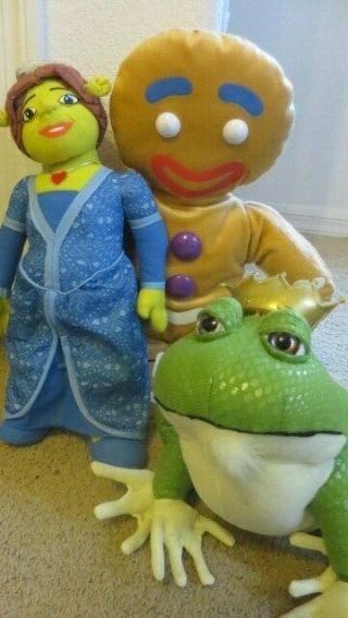 3 Shrek The Third 3rd Dreamworks Gingy,  Fiona Ogre,  & Harold The Frog Plush Toys