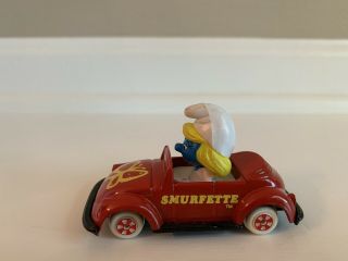 Vintage 1982 Smurfette Red Car Smurf’s 1 Diecast Car