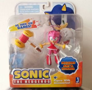 Rare Jazwares Amy Rose Sonic The Hedgehog W/ Hammer Sonic Action Figure Doll