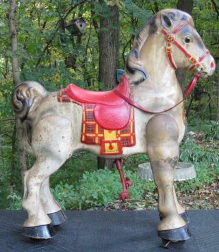 Antique Vintage Pressed Steel Toy Ride On Pedalhorse Mobo Bronco Made In England