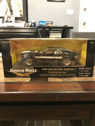 1:18 Ertl 1970 Mustang Mach 1 Twister Special Raven Black & White Hobby Edition