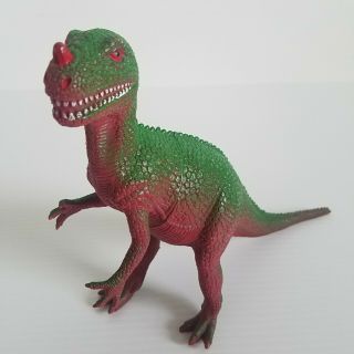 Lucky Star 8 " Ceratosaurus Green Salmon Pink Horned Lizard Dinosaur Toy Figurine