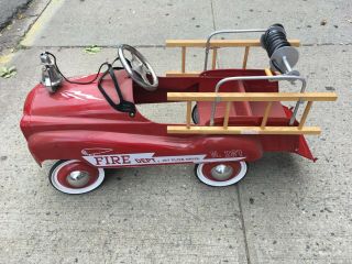Vintage Jet Flow Drive Fire Dept Truck Pedal Car No 287 City Fire Ladder & Hose