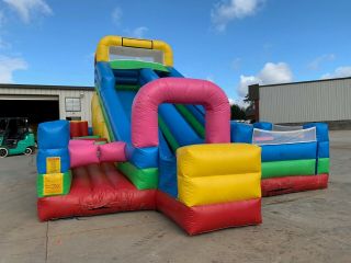 Huge Commercial Inflatable Bounce House Combo Obstacle Tunnel