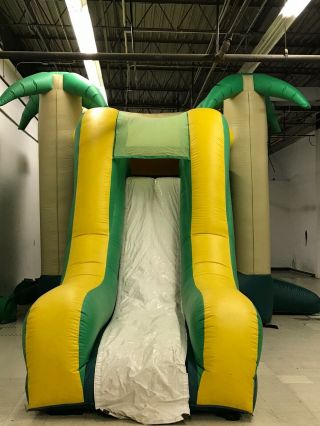 Commercial Inflatable Tropical Combo Bounce House with Basketball Hoop and Slide 2