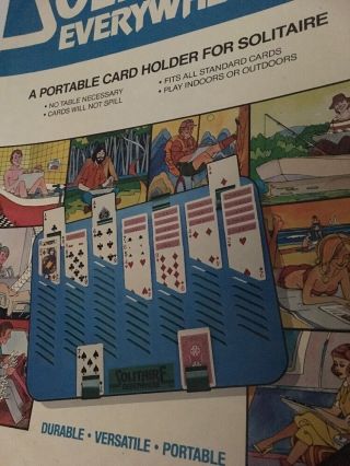SOLITAIRE EVERYWHERE Collectible Vintage 1982 Portable Card Holder for Solitaire 2