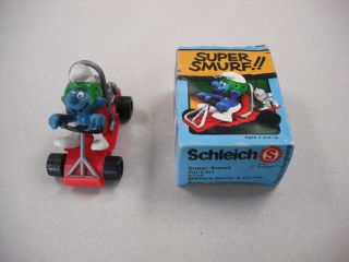 1981 Schleich/peyo " - Smurf Go - Cart " 6725 W/smurf Figure