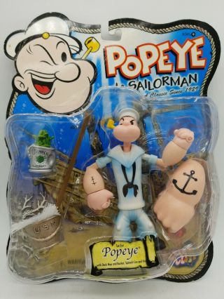 2001 Mezco Popeye The Sailorman 5 " Figure White Sailor Outfit Very Rare