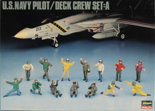 Hasegawa 1:48 Us Navy Pilot Deck Crew Set A Plastic Figure Kit 36006 X48 - 6u