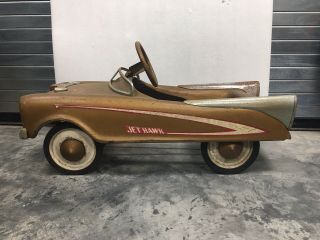 Vintage 1950’s Full Size Pedal Car Pressed Steel Golden Jet Hawk 2