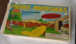Vintage 1970 Wham - O Frisbee Horseshoes Bullseye Outdoor Game Set