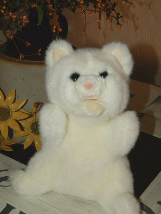 Vintage 1985 Gund 11 " White Kitten Cat Kitty Full Body Puppet Plush Stuffed Toy