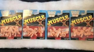 Wwe M.  U.  S.  C.  L.  E.  Men Set Of 4 Super7 Mattel Figures Wrestling Legend Sdcc Muscle